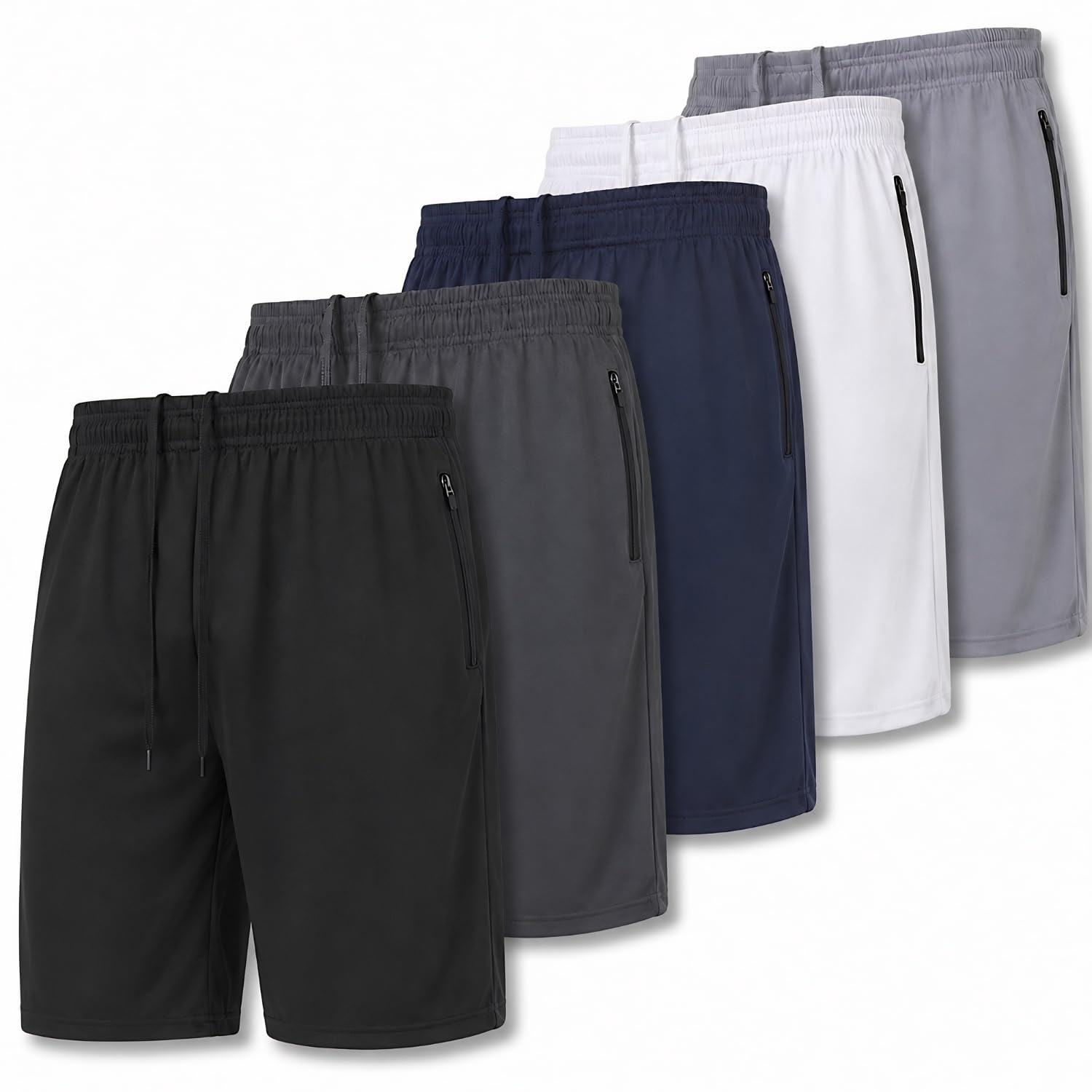 Ultra Performance Mens 5 Pack Athletic Running Shorts, Loose fit Basketball Gym Workout Shorts for Men with Zippered Pockets