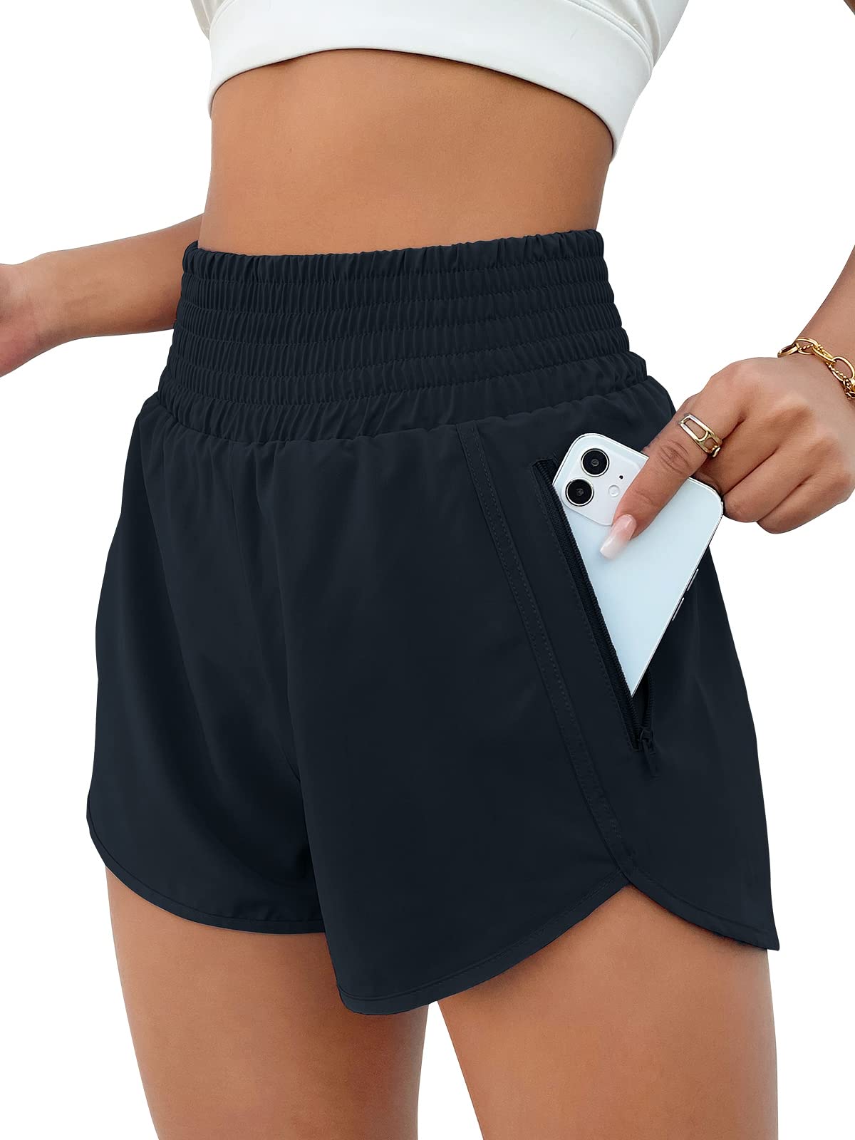 BMJL Women's Athletic Shorts High Waisted Running Short Pocket 2.5" Sporty Shorts Gym Workout Shorts