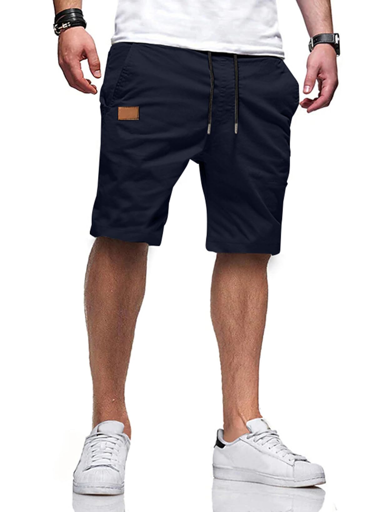 JMIERR Mens Cotton Stretch Shorts Casual Drawstring Twill Chino Shorts | Drawstring Waist, Phone Pockets, Golf, Summer Beach Cruise Outfits, Machine Wash