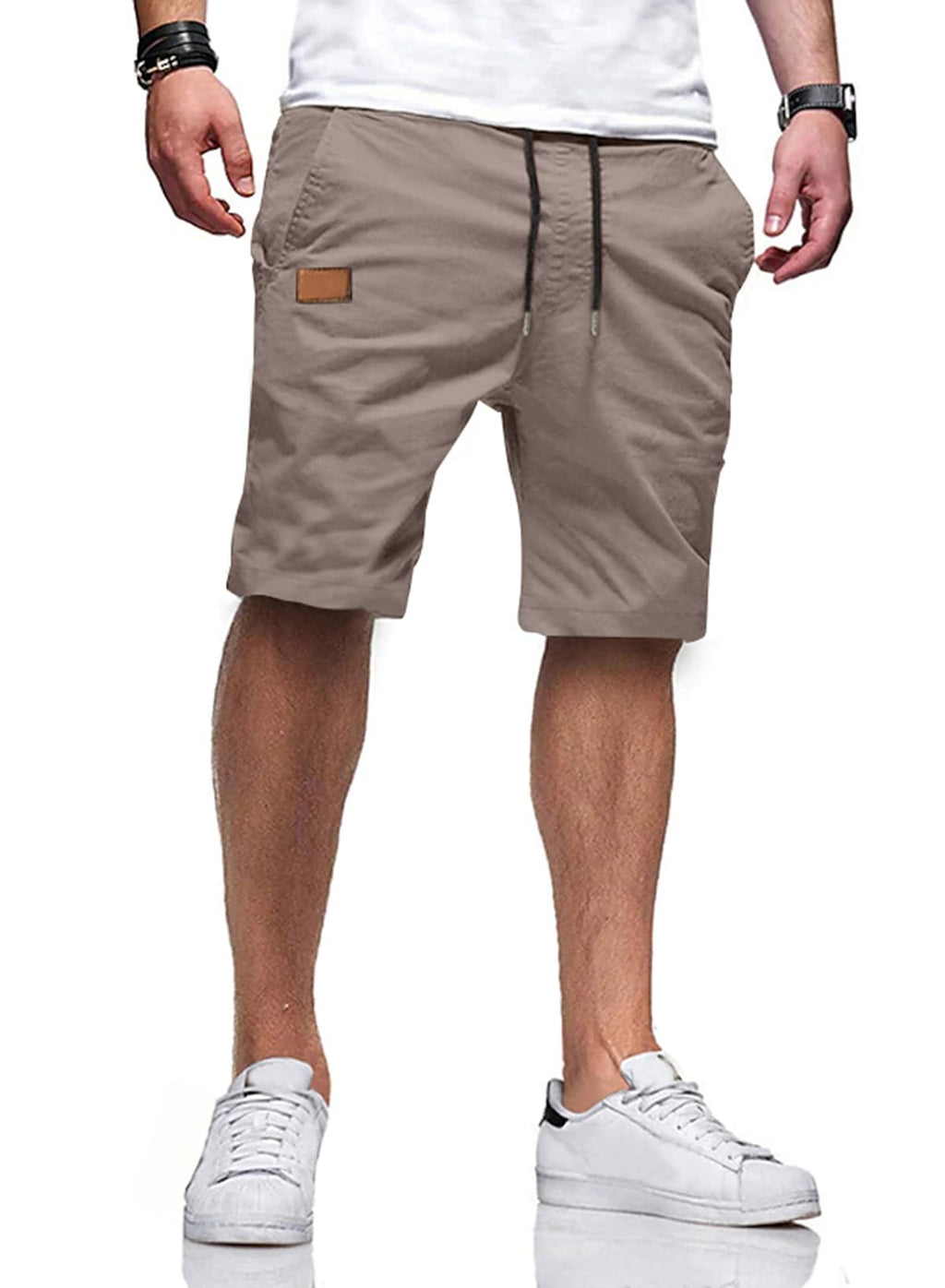 JMIERR Mens Cotton Stretch Shorts Casual Drawstring Twill Chino Shorts | Drawstring Waist, Phone Pockets, Golf, Summer Beach Cruise Outfits, Machine Wash