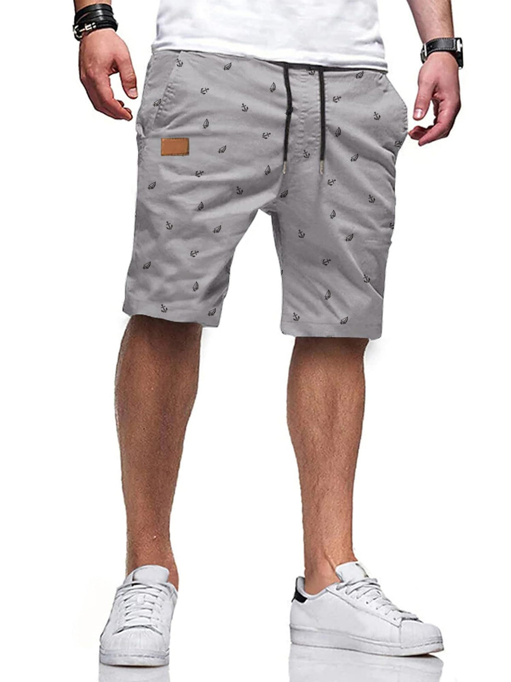 JMIERR Mens Cotton Stretch Shorts Casual Drawstring Twill Chino Shorts | Drawstring Waist, Phone Pockets, Golf, Summer Beach Cruise Outfits, Machine Wash