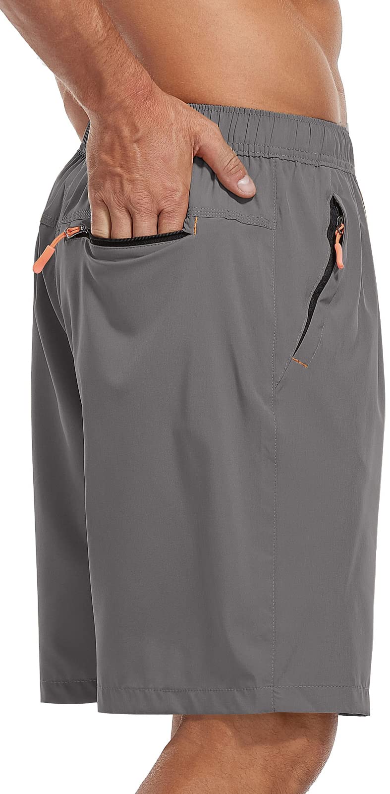 SPOSULEI Men's Athletic Hiking Shorts Water Resistant Quick-Dry Lightweight Outdoor Sweat Shorts with Zipper Pockets