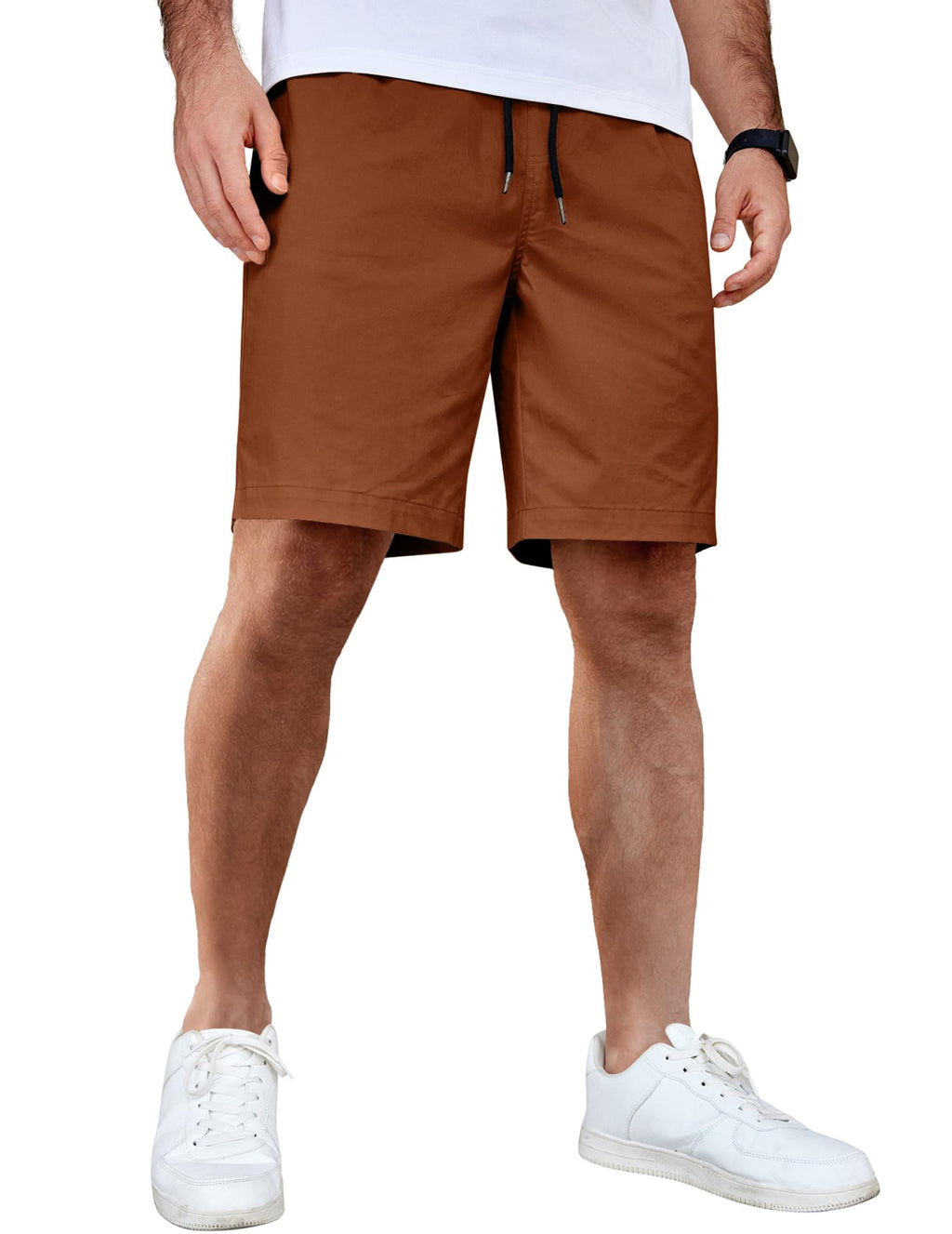 COOFANDY Men's Casual Shorts Cotton Elastic Waist Drawstring Shorts Lightweight Summer Beach Shorts