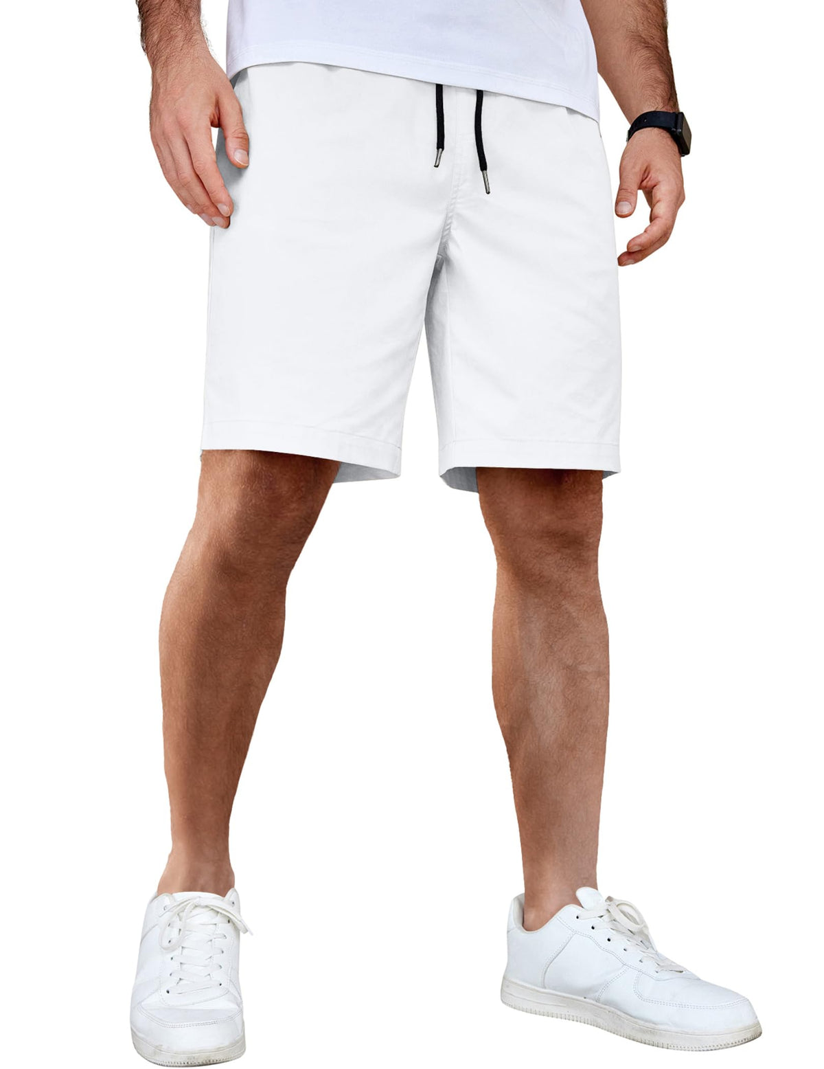 COOFANDY Men's Casual Shorts Cotton Elastic Waist Drawstring Shorts Lightweight Summer Beach Shorts