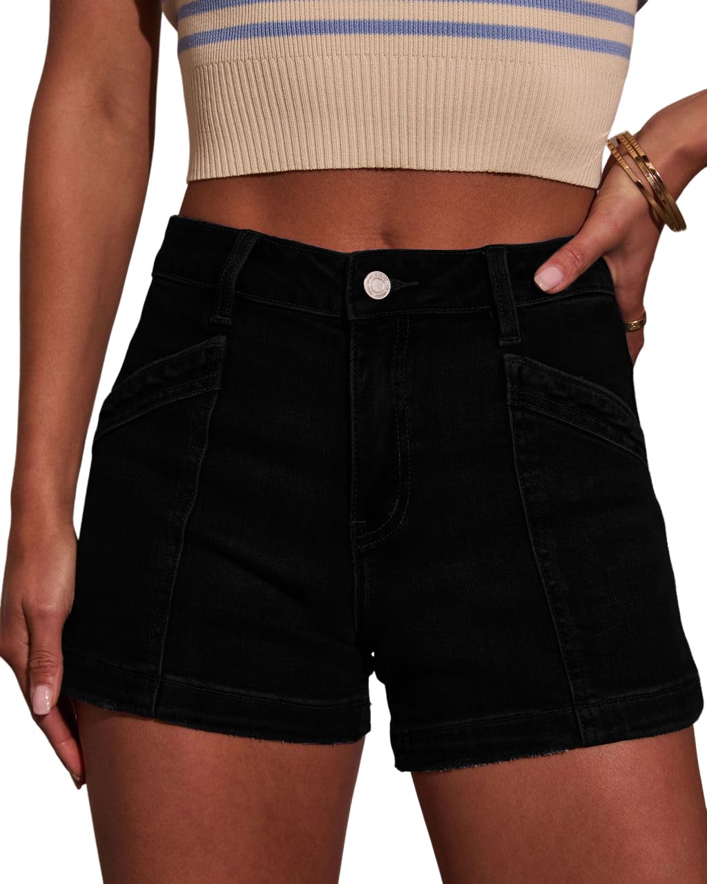 Women's Mid Rise Ripped Stretchy Jean Shorts Frayed Raw Hem Casual Denim Shorts 2026