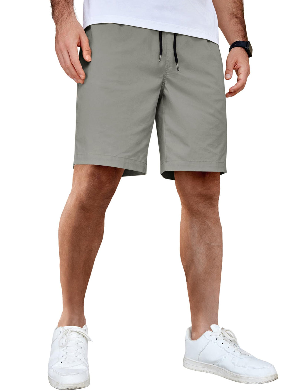 COOFANDY Men's Casual Shorts Cotton Elastic Waist Drawstring Shorts Lightweight Summer Beach Shorts