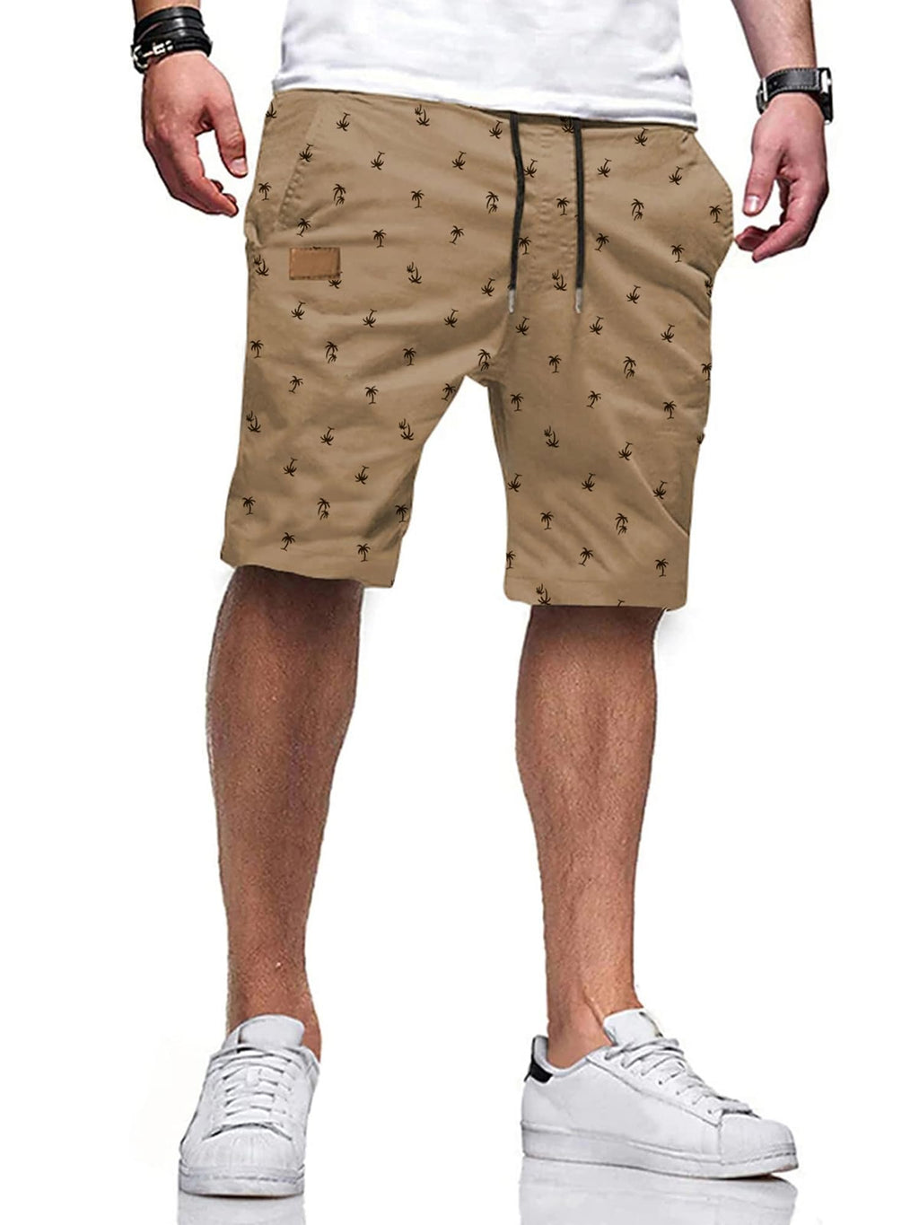 JMIERR Mens Cotton Stretch Shorts Casual Drawstring Twill Chino Shorts | Drawstring Waist, Phone Pockets, Golf, Summer Beach Cruise Outfits, Machine Wash