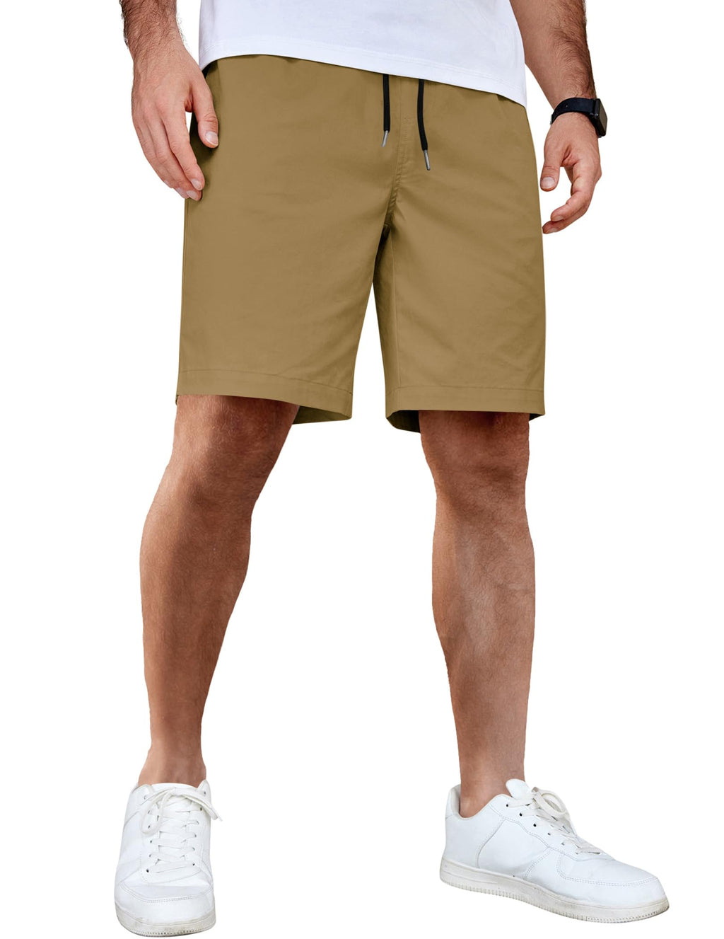 COOFANDY Men's Casual Shorts Cotton Elastic Waist Drawstring Shorts Lightweight Summer Beach Shorts
