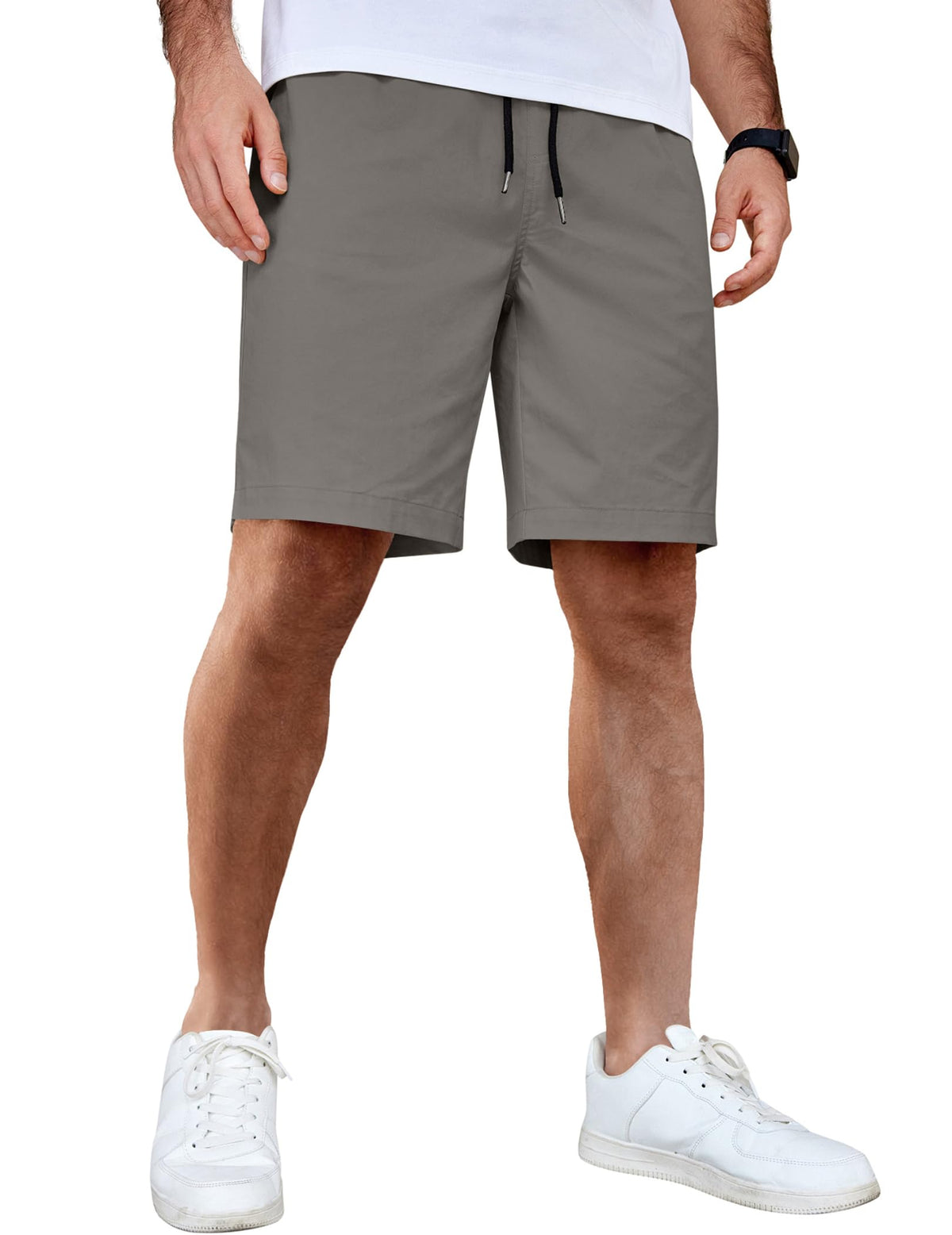 COOFANDY Men's Casual Shorts Cotton Elastic Waist Drawstring Shorts Lightweight Summer Beach Shorts