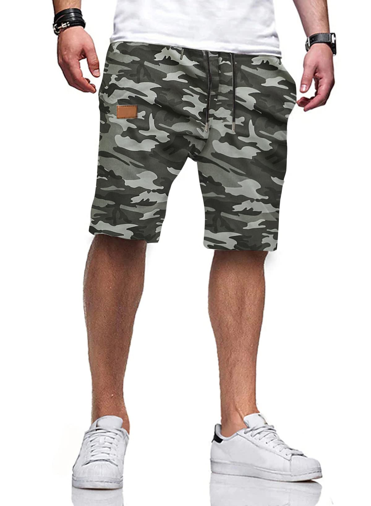 JMIERR Mens Cotton Stretch Shorts Casual Drawstring Twill Chino Shorts | Drawstring Waist, Phone Pockets, Golf, Summer Beach Cruise Outfits, Machine Wash
