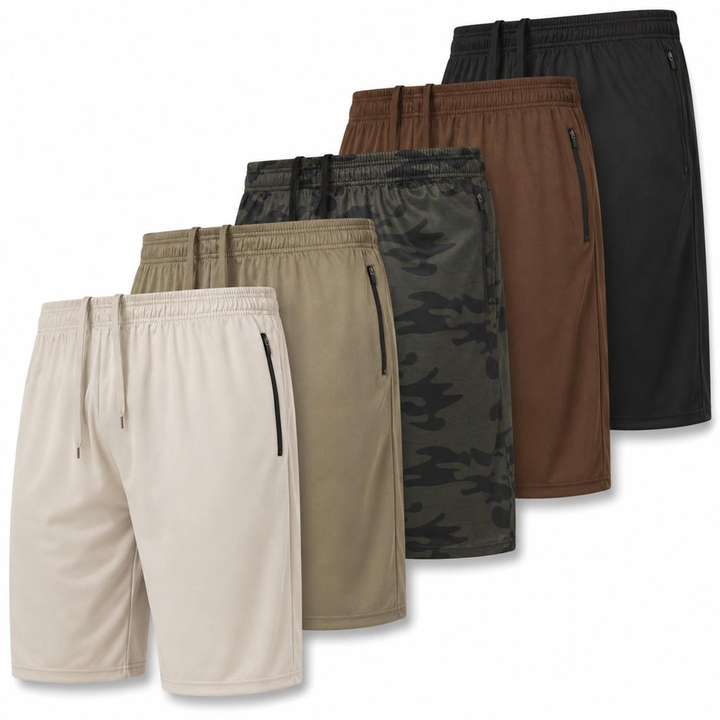 Ultra Performance Mens 5 Pack Athletic Running Shorts, Loose fit Basketball Gym Workout Shorts for Men with Zippered Pockets