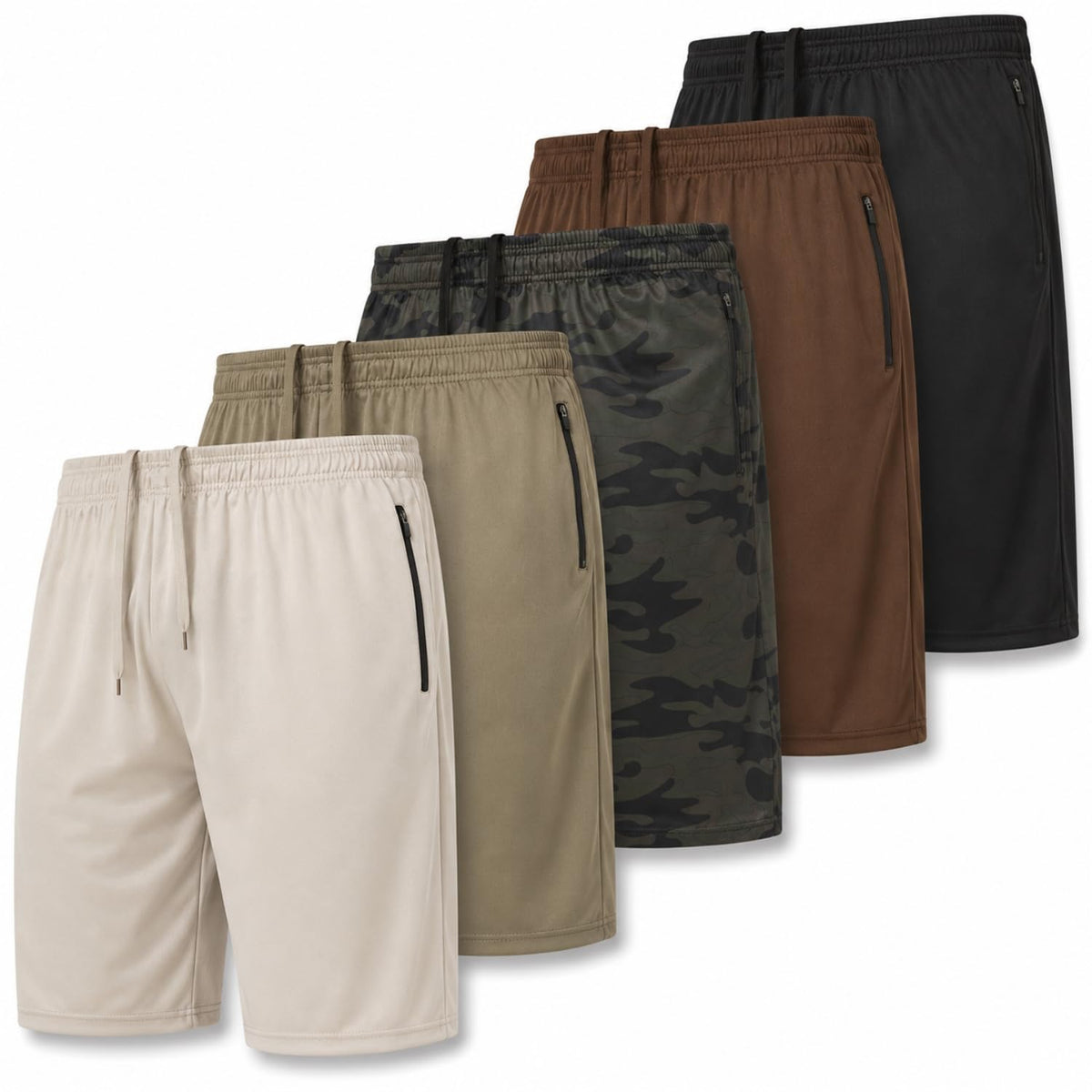 Ultra Performance Mens 5 Pack Athletic Running Shorts, Loose fit Basketball Gym Workout Shorts for Men with Zippered Pockets