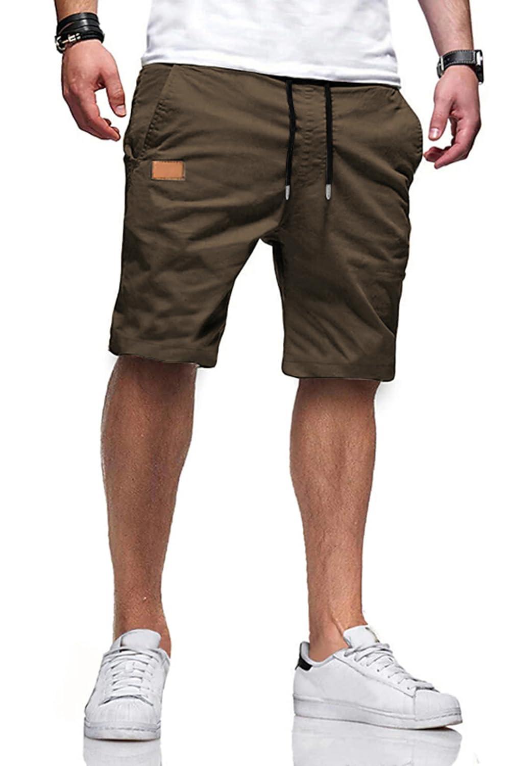 JMIERR Mens Cotton Stretch Shorts Casual Drawstring Twill Chino Shorts | Drawstring Waist, Phone Pockets, Golf, Summer Beach Cruise Outfits, Machine Wash