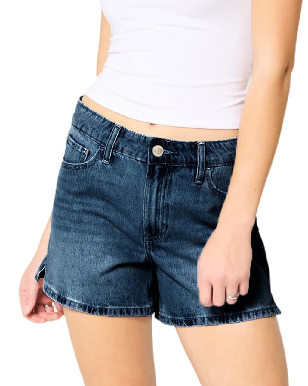 DGRPI Women's Ripped Denim Shorts Mid Rise Summer Hot Raw Hem Casual Jean Shorts