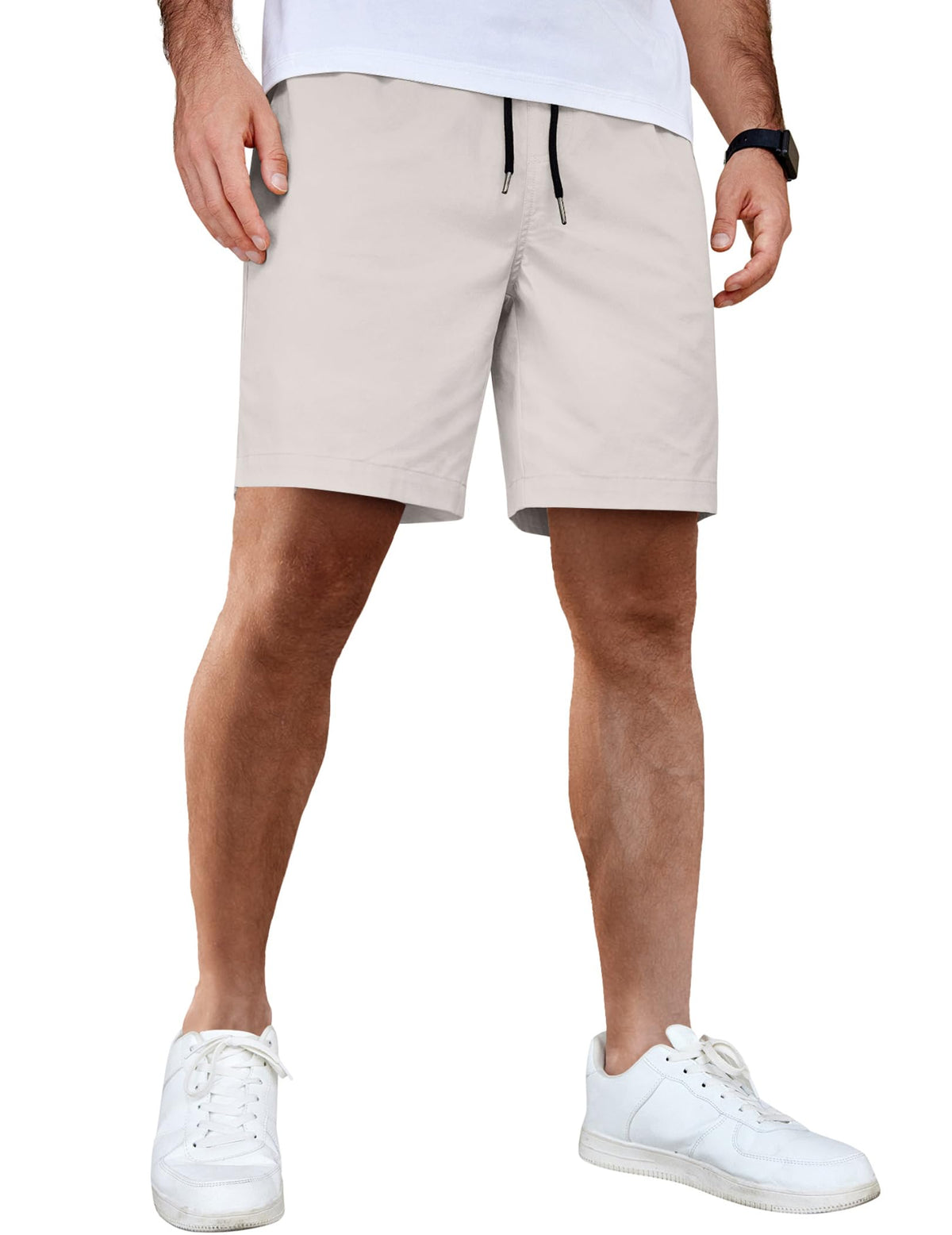 COOFANDY Men's Casual Shorts Cotton Elastic Waist Drawstring Shorts Lightweight Summer Beach Shorts
