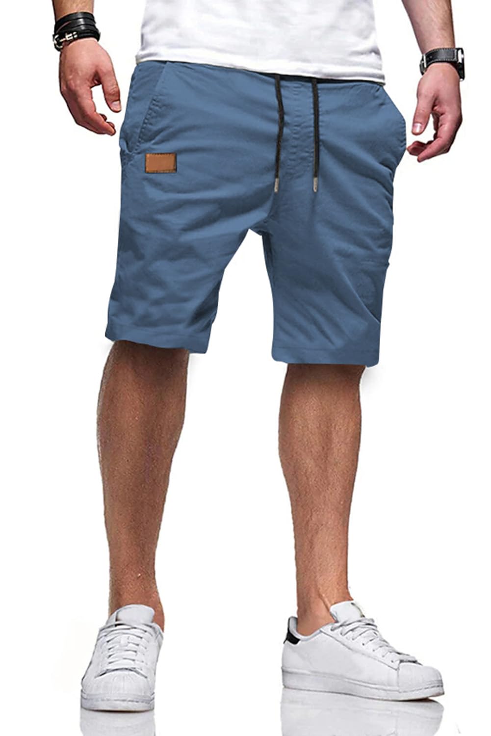 JMIERR Mens Cotton Stretch Shorts Casual Drawstring Twill Chino Shorts | Drawstring Waist, Phone Pockets, Golf, Summer Beach Cruise Outfits, Machine Wash