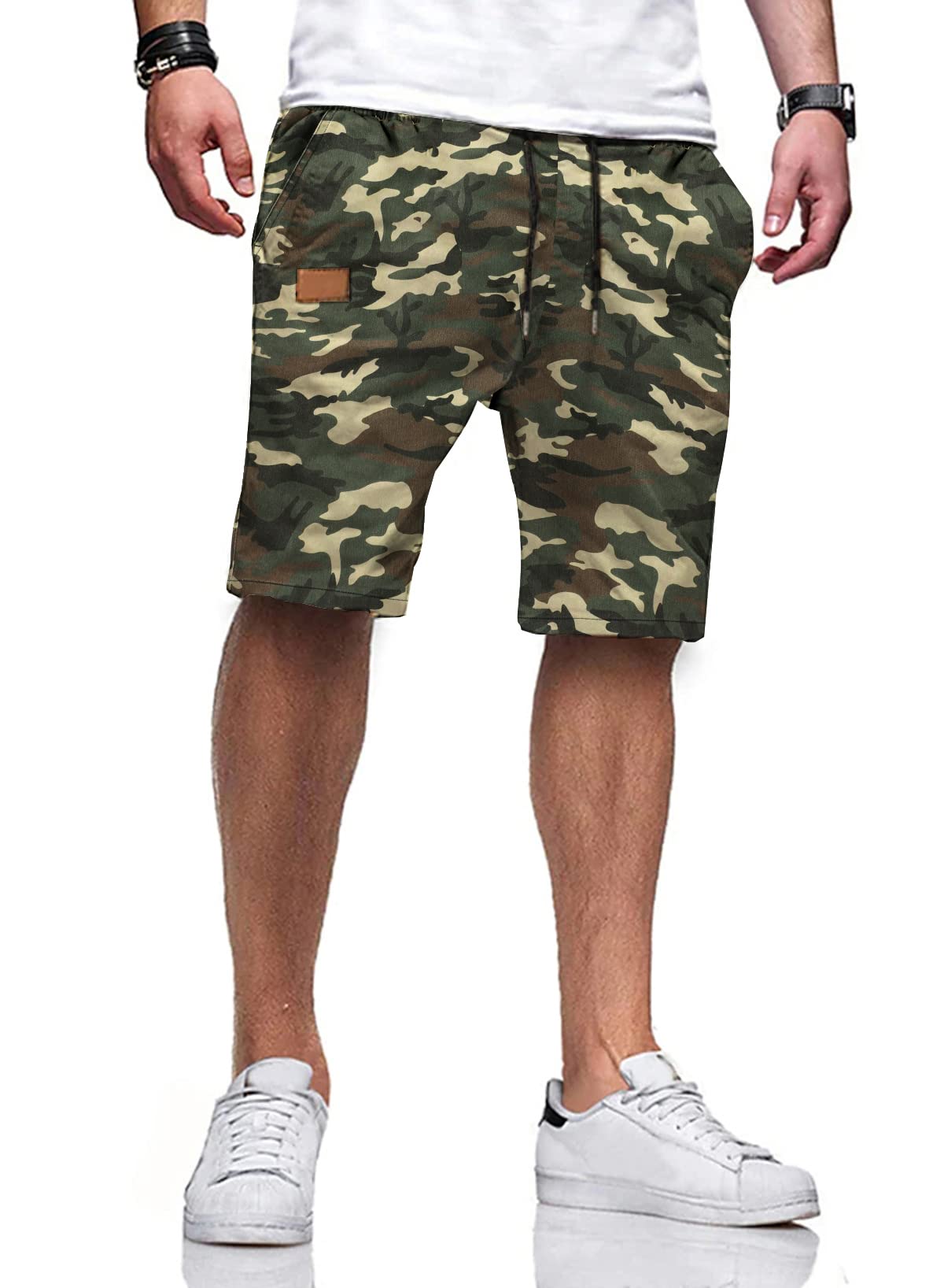 JMIERR Mens Cotton Stretch Shorts Casual Drawstring Twill Chino Shorts | Drawstring Waist, Phone Pockets, Golf, Summer Beach Cruise Outfits, Machine Wash