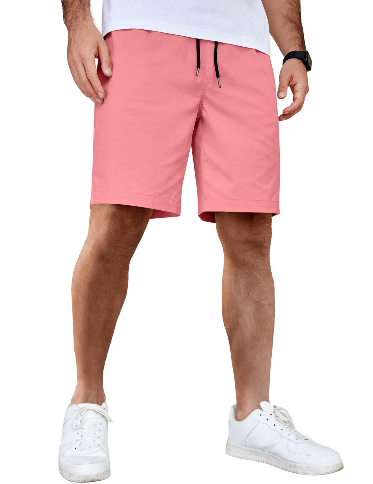 COOFANDY Men's Casual Shorts Cotton Elastic Waist Drawstring Shorts Lightweight Summer Beach Shorts