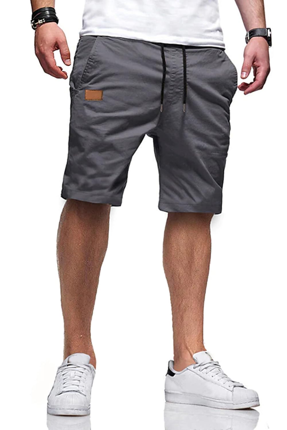 JMIERR Mens Cotton Stretch Shorts Casual Drawstring Twill Chino Shorts | Drawstring Waist, Phone Pockets, Golf, Summer Beach Cruise Outfits, Machine Wash
