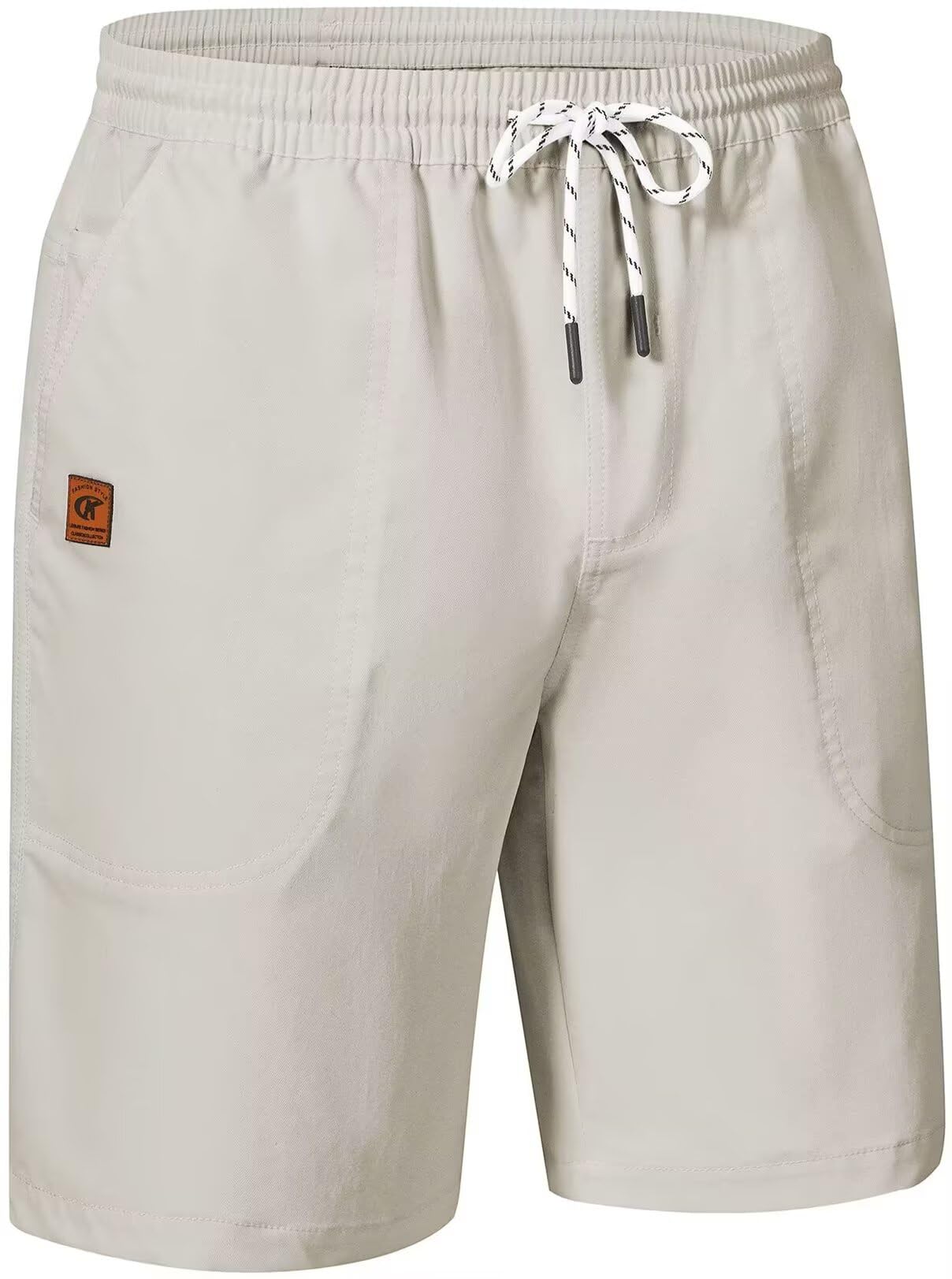 QPNGRP Men's Stretch Waist Casual Shorts with 5 Pockets Include 1 Zipper Pocket