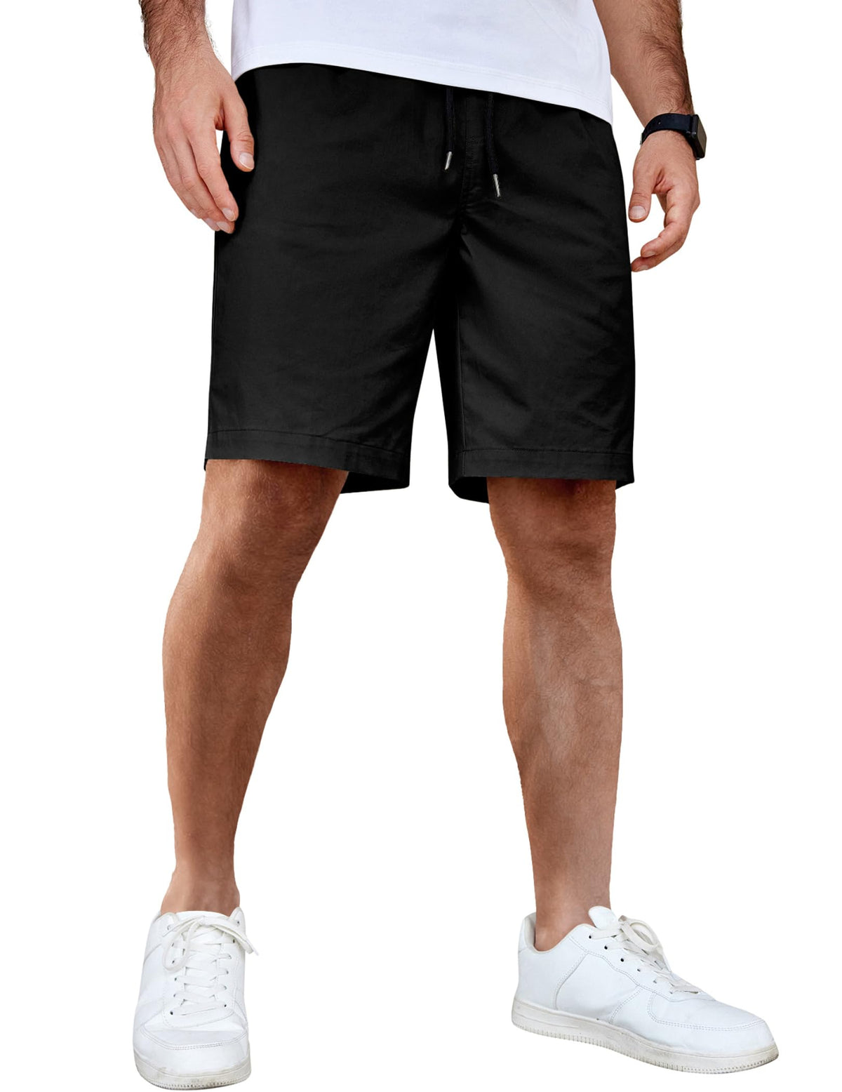 COOFANDY Men's Casual Shorts Cotton Elastic Waist Drawstring Shorts Lightweight Summer Beach Shorts