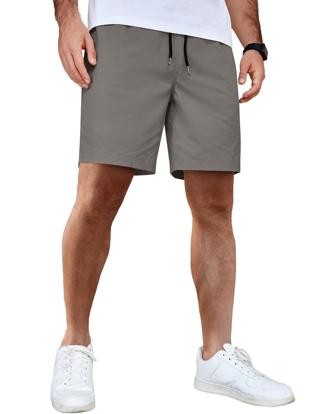 COOFANDY Men's Casual Shorts Cotton Elastic Waist Drawstring Shorts Lightweight Summer Beach Shorts