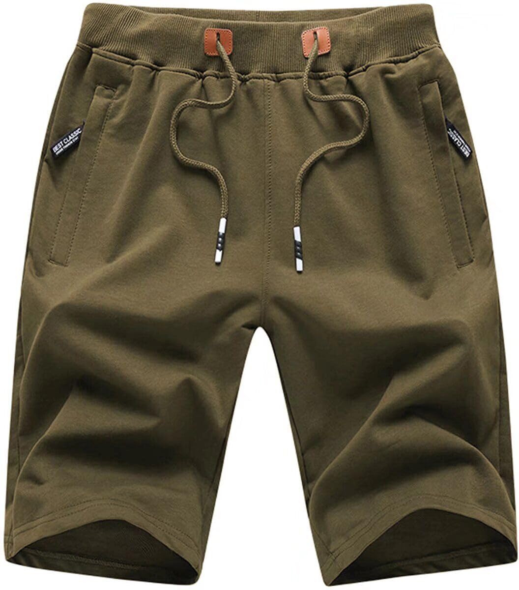 QPNGRP Mens Shorts Casual Drawstring Zipper Pockets Elastic Waist