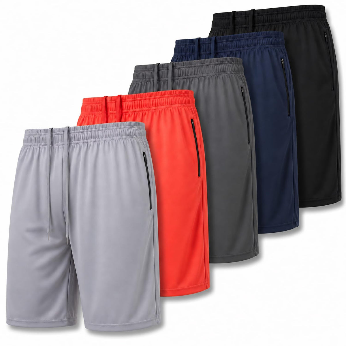 Ultra Performance Mens 5 Pack Athletic Running Shorts, Loose fit Basketball Gym Workout Shorts for Men with Zippered Pockets
