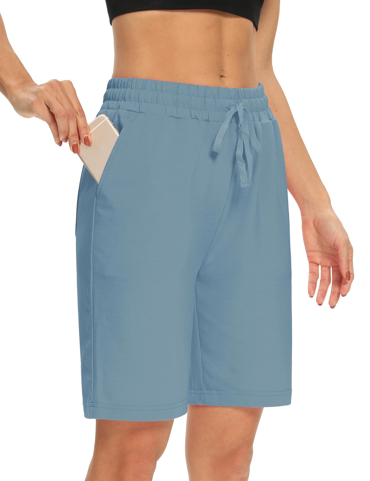 DIBAOLONG Womens Yoga Shorts Loose Drawstring Bermuda Shorts with Pockets | Elastic Waist, Comfy Lounge Fit, 3 Pockets