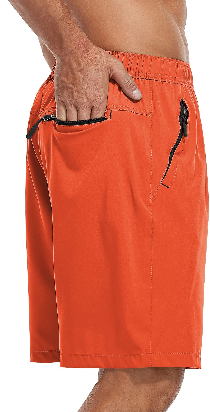 SPOSULEI Men's Athletic Hiking Shorts Water Resistant Quick-Dry Lightweight Outdoor Sweat Shorts with Zipper Pockets