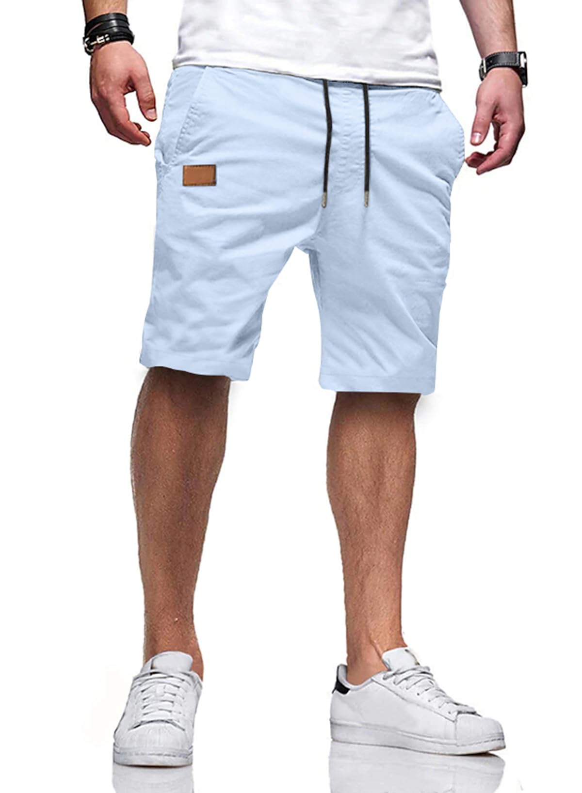 JMIERR Mens Cotton Stretch Shorts Casual Drawstring Twill Chino Shorts | Drawstring Waist, Phone Pockets, Golf, Summer Beach Cruise Outfits, Machine Wash
