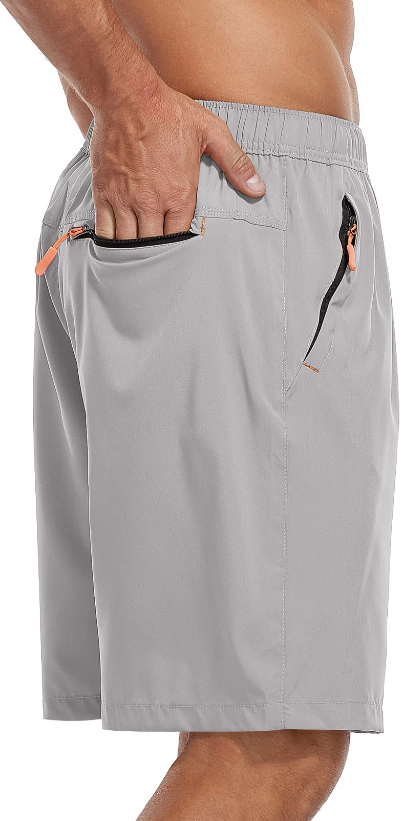 SPOSULEI Men's Athletic Hiking Shorts Water Resistant Quick-Dry Lightweight Outdoor Sweat Shorts with Zipper Pockets