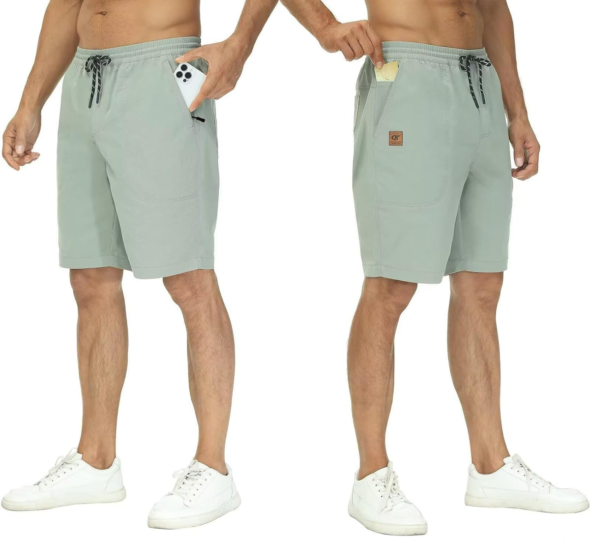 QPNGRP Men's Stretch Waist Casual Shorts with 5 Pockets Include 1 Zipper Pocket