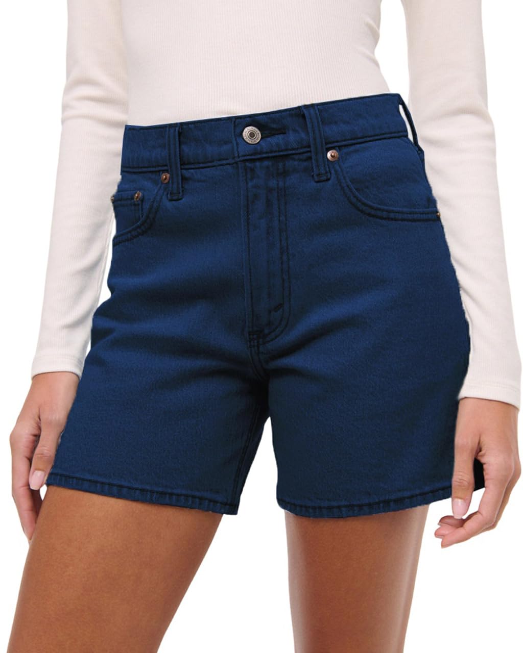 DGRPI Women's Ripped Denim Shorts Mid Rise Summer Hot Raw Hem Casual Jean Shorts