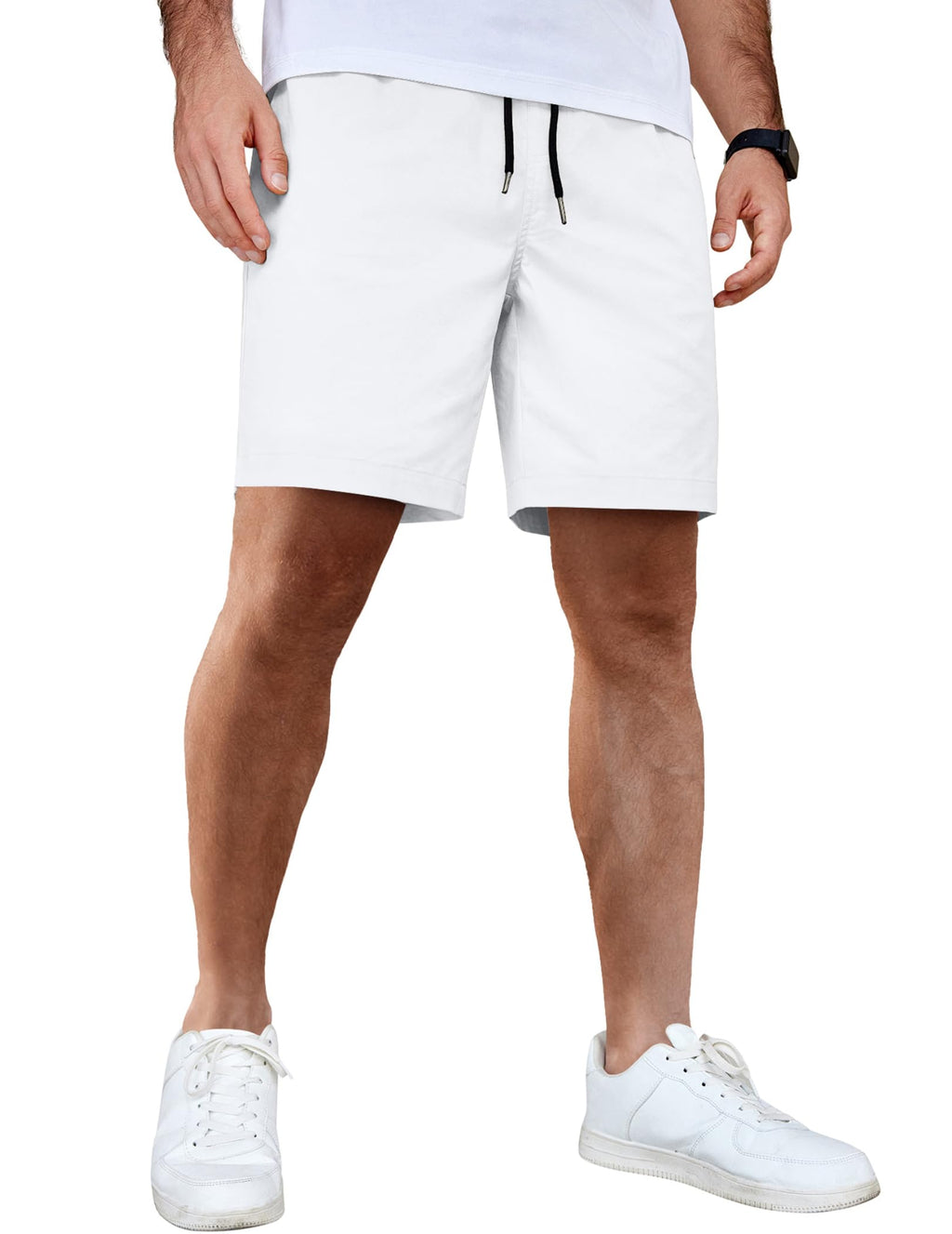 COOFANDY Men's Casual Shorts Cotton Elastic Waist Drawstring Shorts Lightweight Summer Beach Shorts
