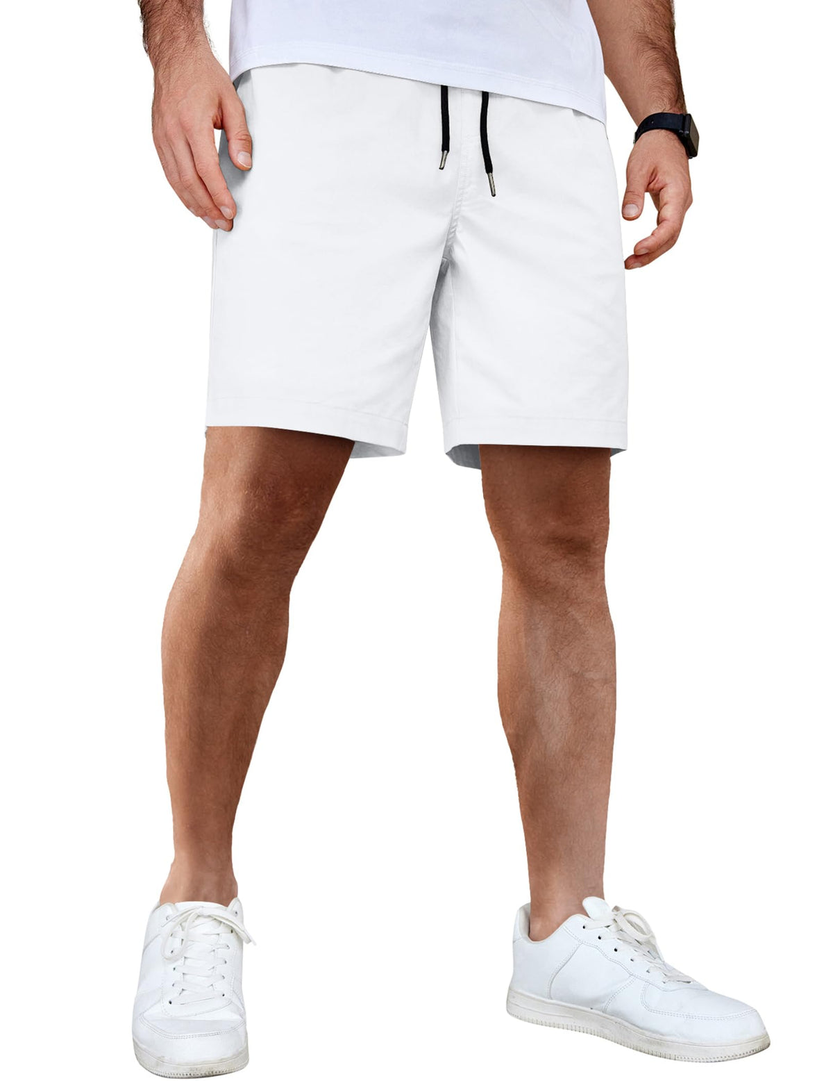 COOFANDY Men's Casual Shorts Cotton Elastic Waist Drawstring Shorts Lightweight Summer Beach Shorts