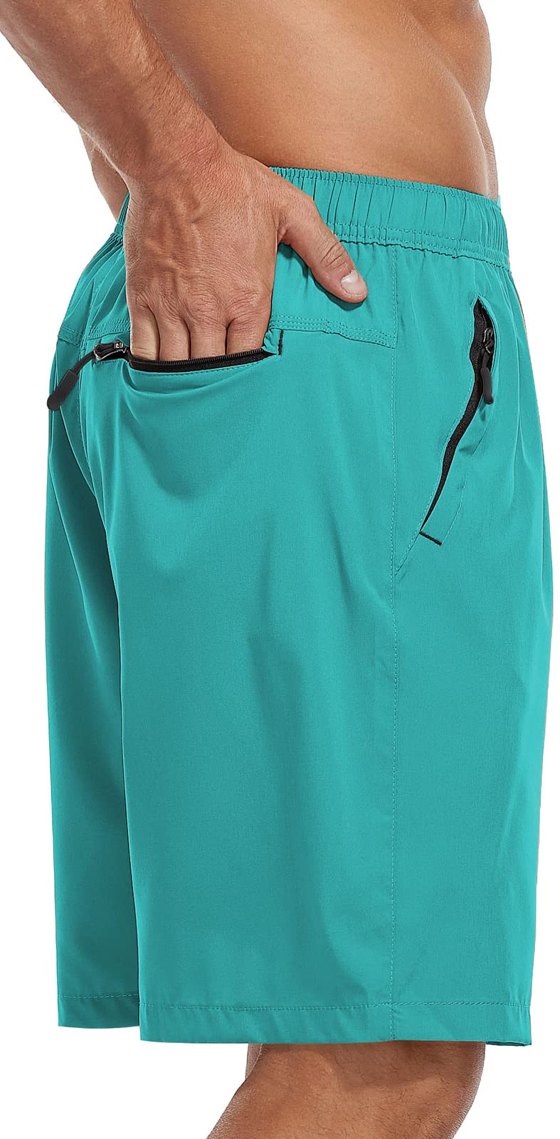SPOSULEI Men's Athletic Hiking Shorts Water Resistant Quick-Dry Lightweight Outdoor Sweat Shorts with Zipper Pockets