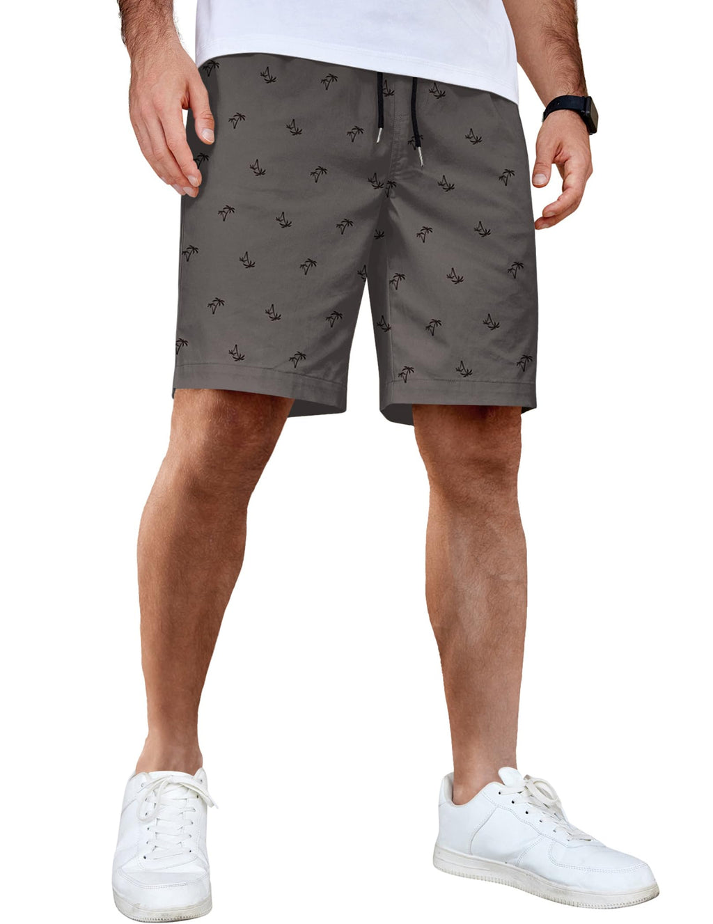 COOFANDY Men's Casual Shorts Cotton Elastic Waist Drawstring Shorts Lightweight Summer Beach Shorts