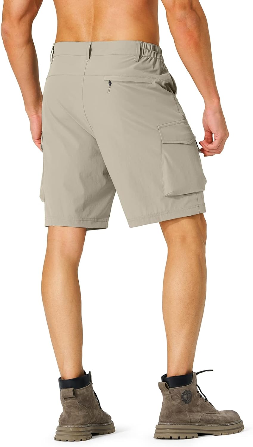 Hugut Men's Hiking Cargo Shorts Quick Dry Lightweight Travel Shorts with Multi Pockets for Fishing Camping Golf