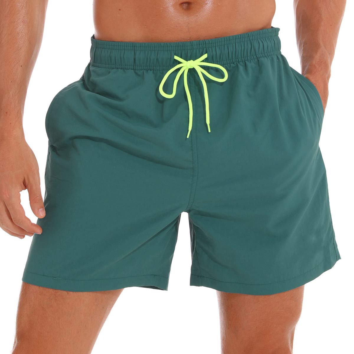 SILKWORLD Men's Swim Trunks Quick Dry Beach Shorts with Pockets | mesh lining, dry fast, adjustable waist, side pockets, comfort,well made,swimming,beach shorts, water sports,vacation trips