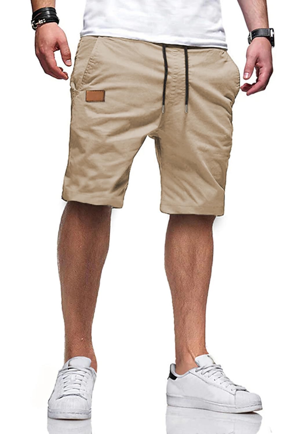 JMIERR Mens Cotton Stretch Shorts Casual Drawstring Twill Chino Shorts | Drawstring Waist, Phone Pockets, Golf, Summer Beach Cruise Outfits, Machine Wash
