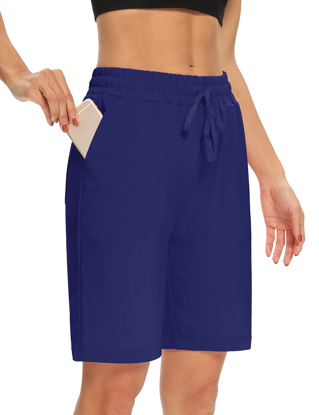 DIBAOLONG Womens Yoga Shorts Loose Drawstring Bermuda Shorts with Pockets | Elastic Waist, Comfy Lounge Fit, 3 Pockets