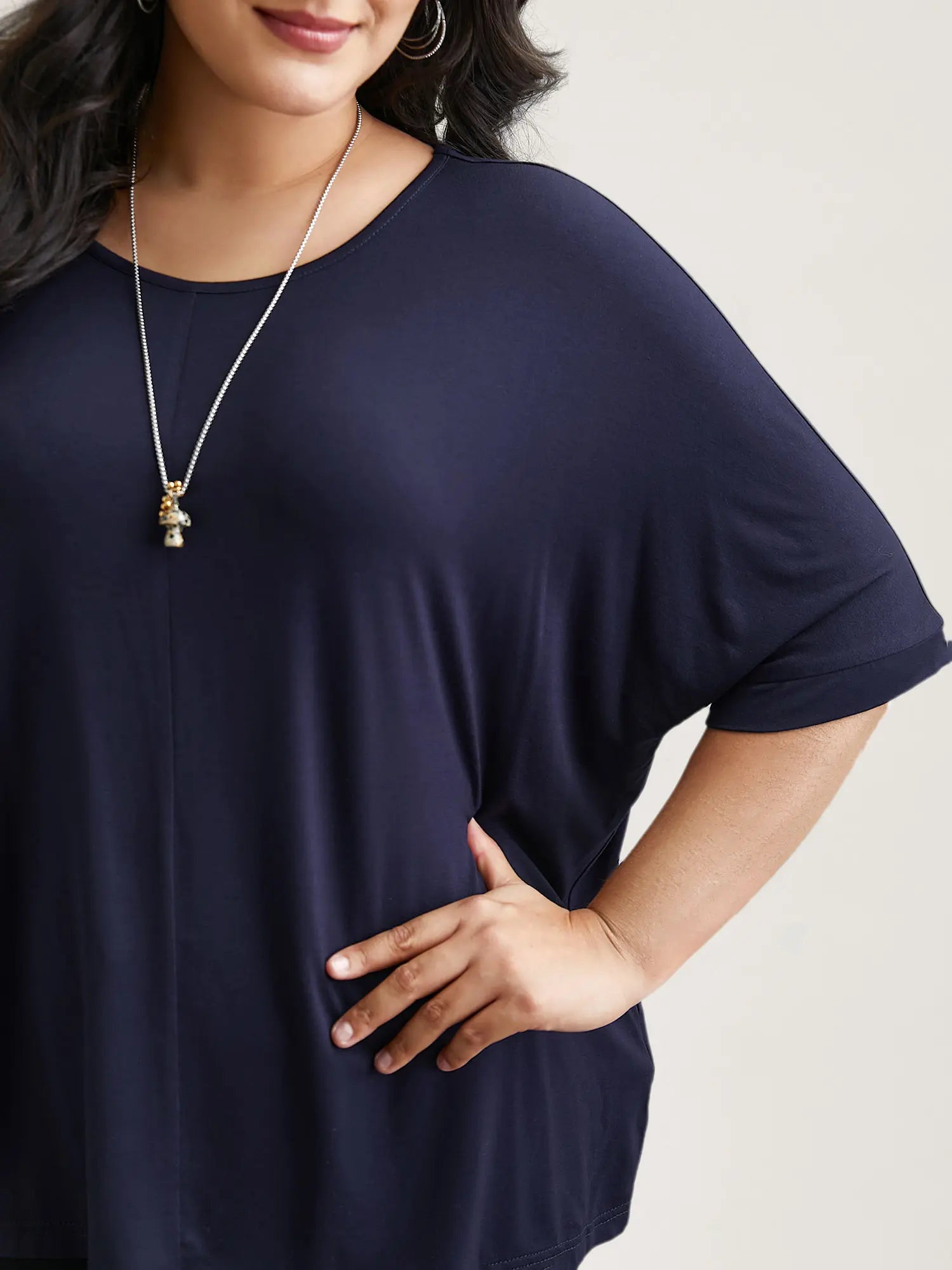 BLOOMCHIC Women's Plus Size Minimalist T-Shirts,  Garment Trendy Tops Casual Loose-Fit High-Stretch Sleeves Supersoft Round Neck Plain Style [M-6X] 2026 Summer Vibes Basic Tshirt Swimweek,summeroutfits,Summer wins,Deals for you days,