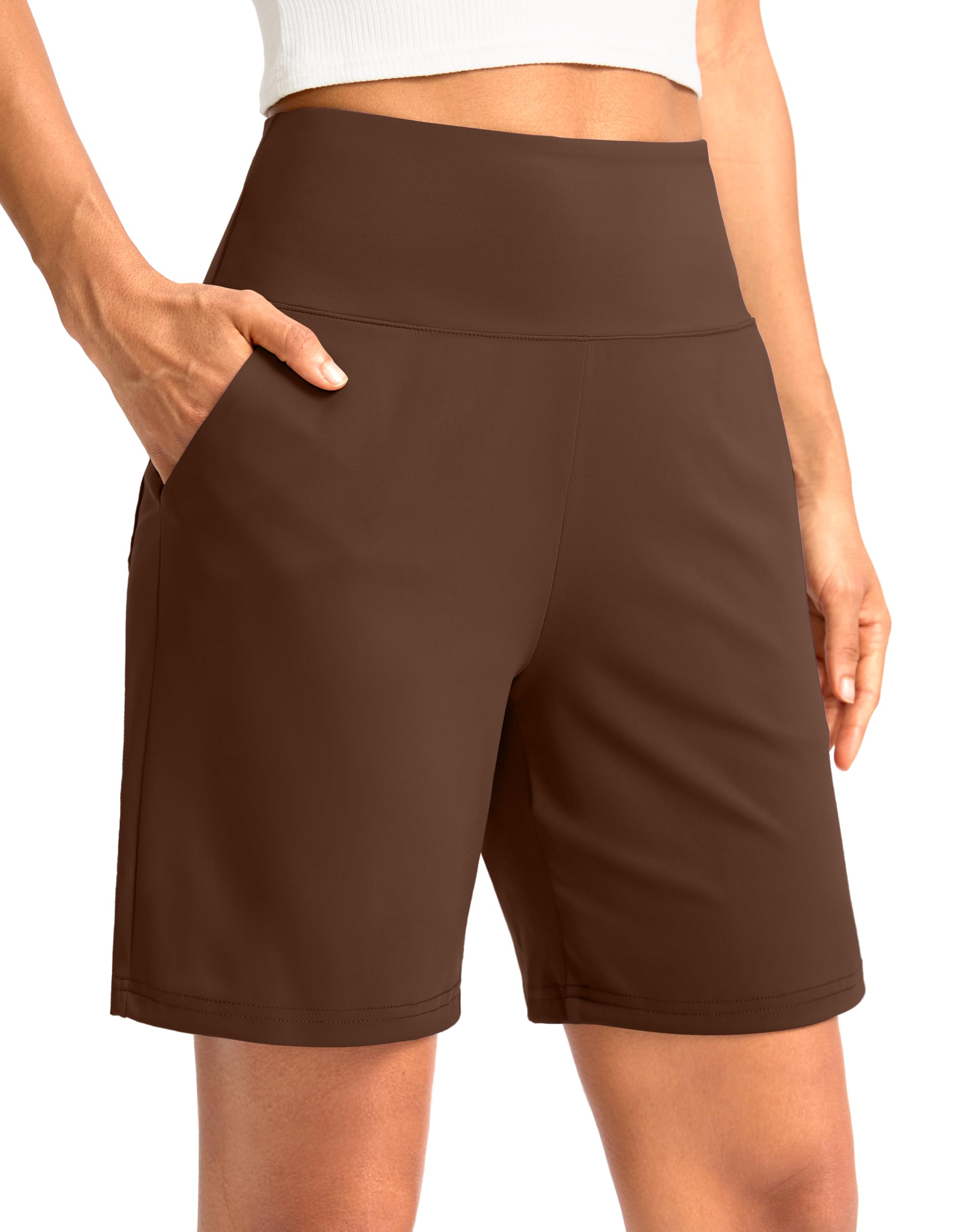 G Gradual Women's Bermuda Long Shorts with Pockets 9"/7"/5" High Waisted Shorts for Women Walking Athletic Workout