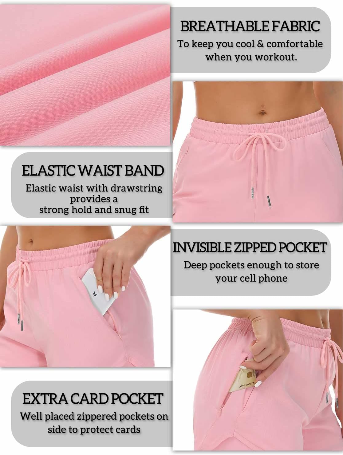 Mancreda Women's Running Shorts with Liner 3 Zipper Pockets Elastic Workout Athletic Gym Yoga Shorts