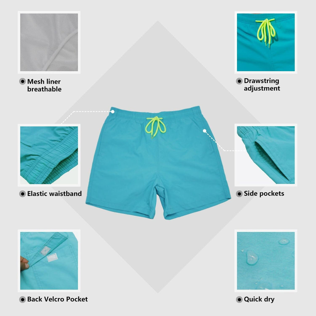SILKWORLD Men's Swim Trunks Quick Dry Beach Shorts with Pockets | mesh lining, dry fast, adjustable waist, side pockets, comfort,well made,swimming,beach shorts, water sports,vacation trips