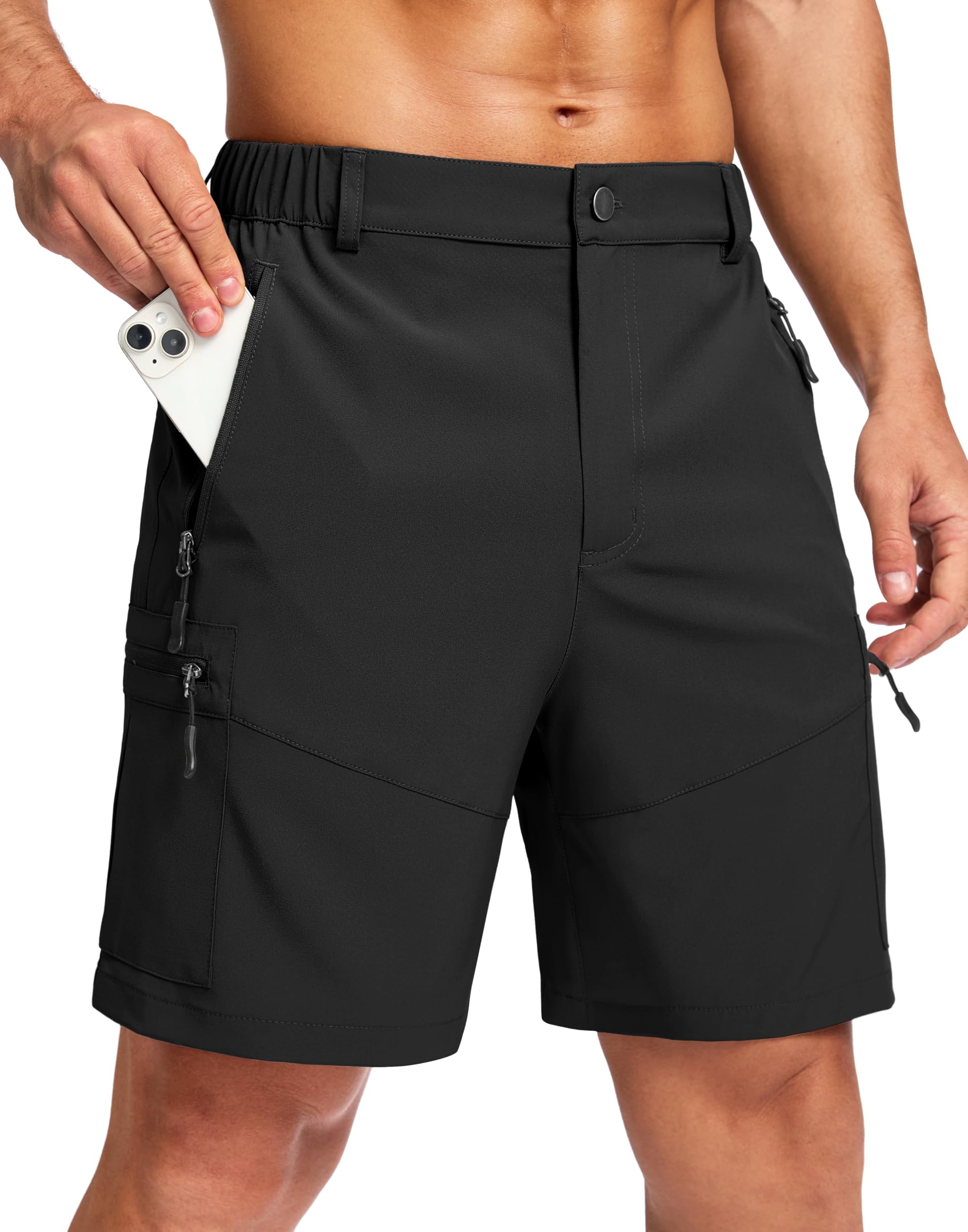 Pudolla Men's Hiking Cargo Shorts 9"/7"/11" Lightweight Outdoor Shorts for Men Trip Golf Camping Casual with 5 Zipper Pockets
