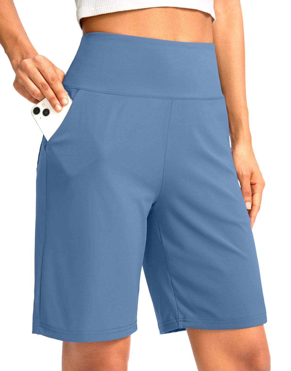 G Gradual Women's Bermuda Long Shorts with Pockets 9"/7"/5" High Waisted Shorts for Women Walking Athletic Workout