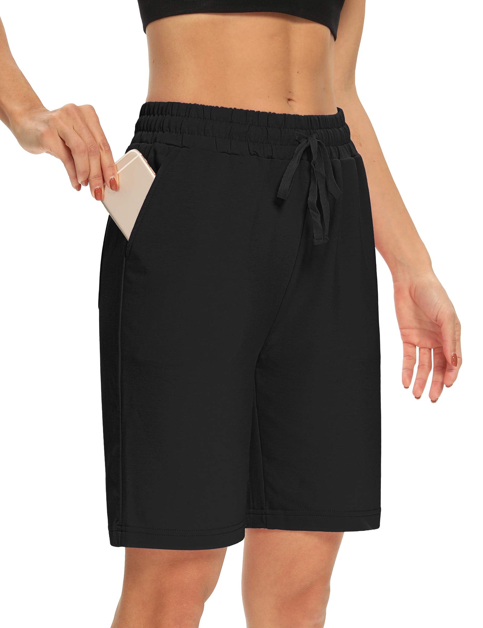 DIBAOLONG Womens Yoga Shorts Loose Drawstring Bermuda Shorts with Pockets | Elastic Waist, Comfy Lounge Fit, 3 Pockets