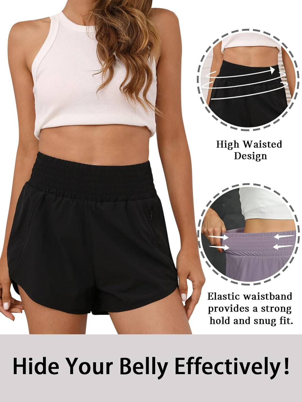 BMJL Women's Athletic Shorts High Waisted Running Short Pocket 2.5" Sporty Shorts Gym Workout Shorts